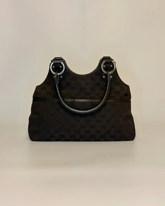 Vintage Gucci Abbey Tote Black Canvas