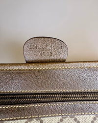 A close look at the original Gucci serial code, stamped into the leather. A quiet detail that speaks of authenticity, craftsmanship and the story of a true vintage Gucci piece.