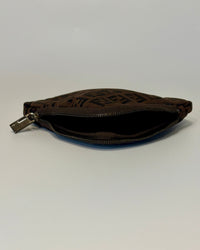 Fendi brown zip pouch featuring the iconic FF monogram pattern